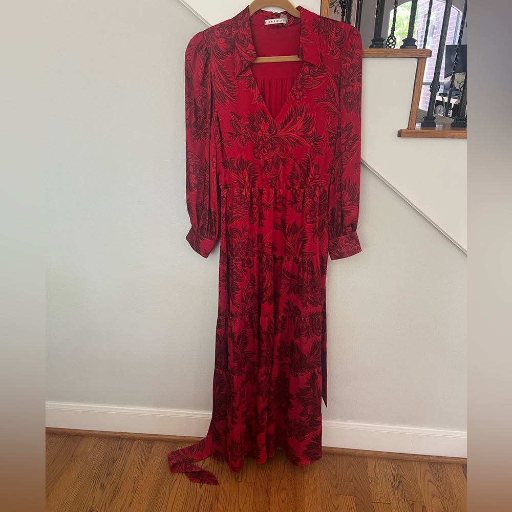 Elegant Red Floral Dress
